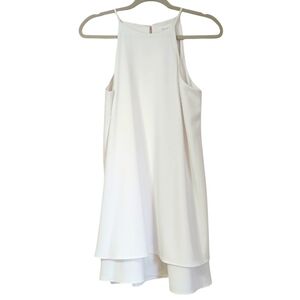 Blues & Greys White High Neck Sleeveless Tiered Hem Dress Size M